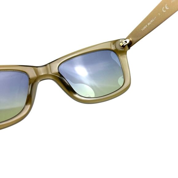 Tory Burch Gradient Taupe Gold Polarized Wayfarer Sunglasses with Case - Picture 11 of 11